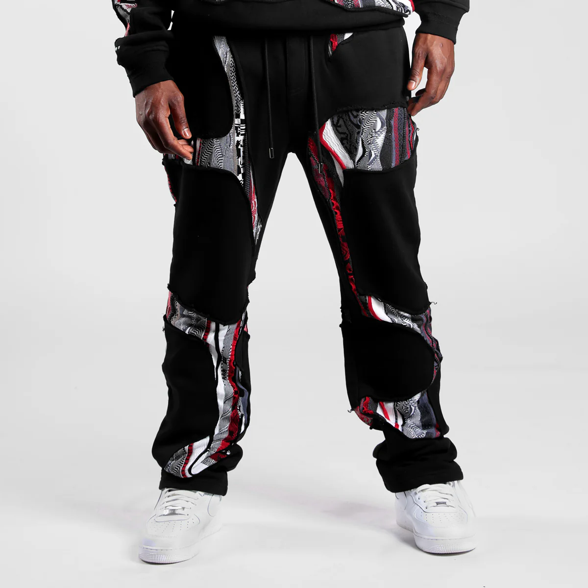 COOGI Sweater Patched Fleece Jogger-Red-Black - Image 2