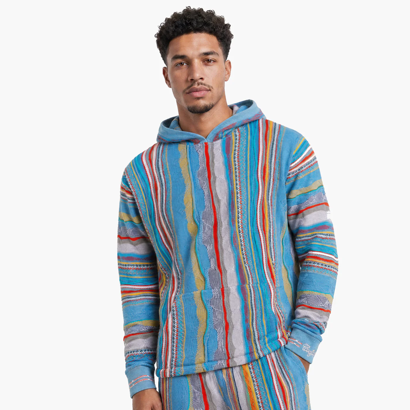New - COOGI Light Weight Sweater Knit Hoody in Gray and Blue - Image 4