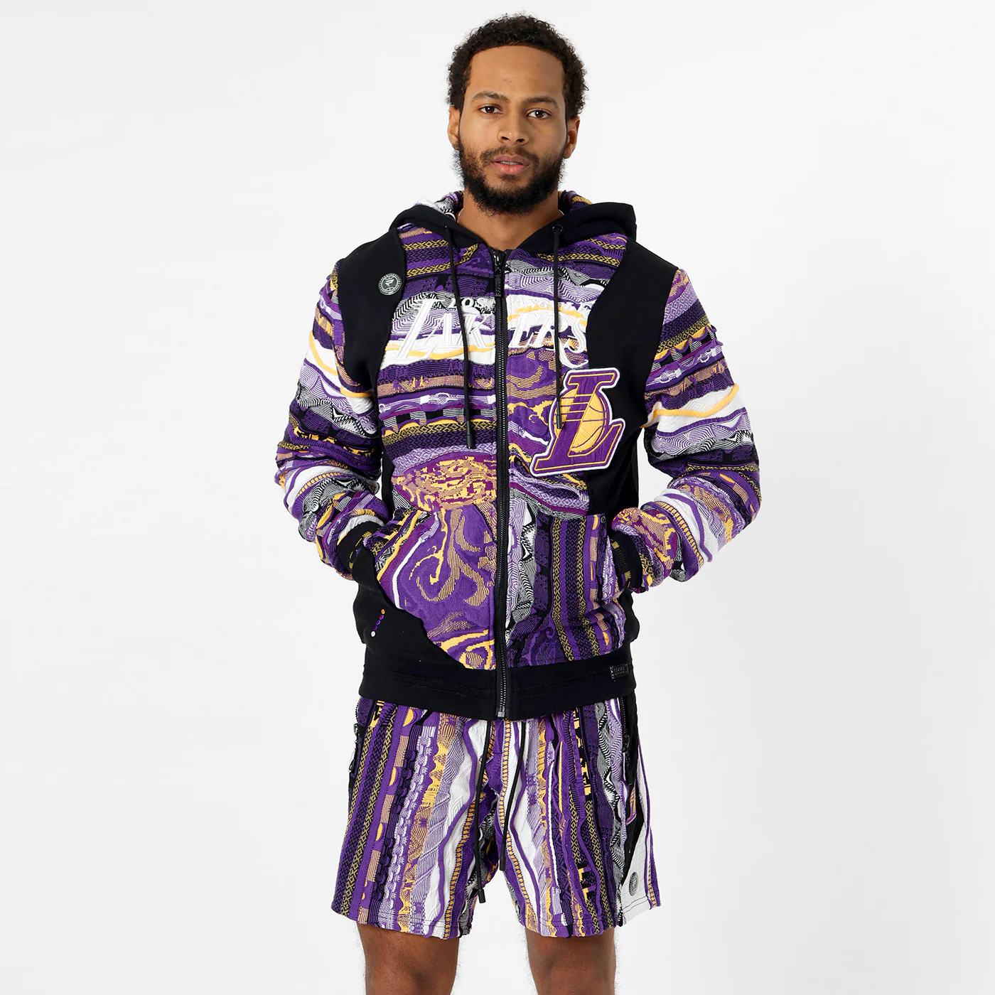 New - COOGI X NBA X Protege - Lakers Sweater Knit Basketball Shorts - Image 6