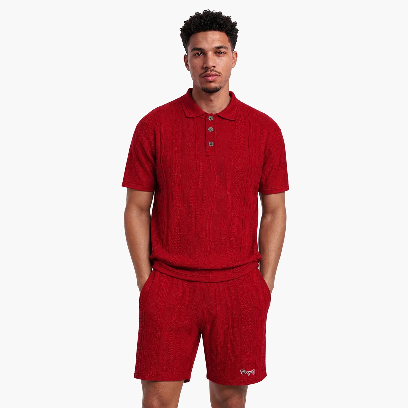 New - COOGI Light Weight Sweater Knit Red Alert Polo - Image 4